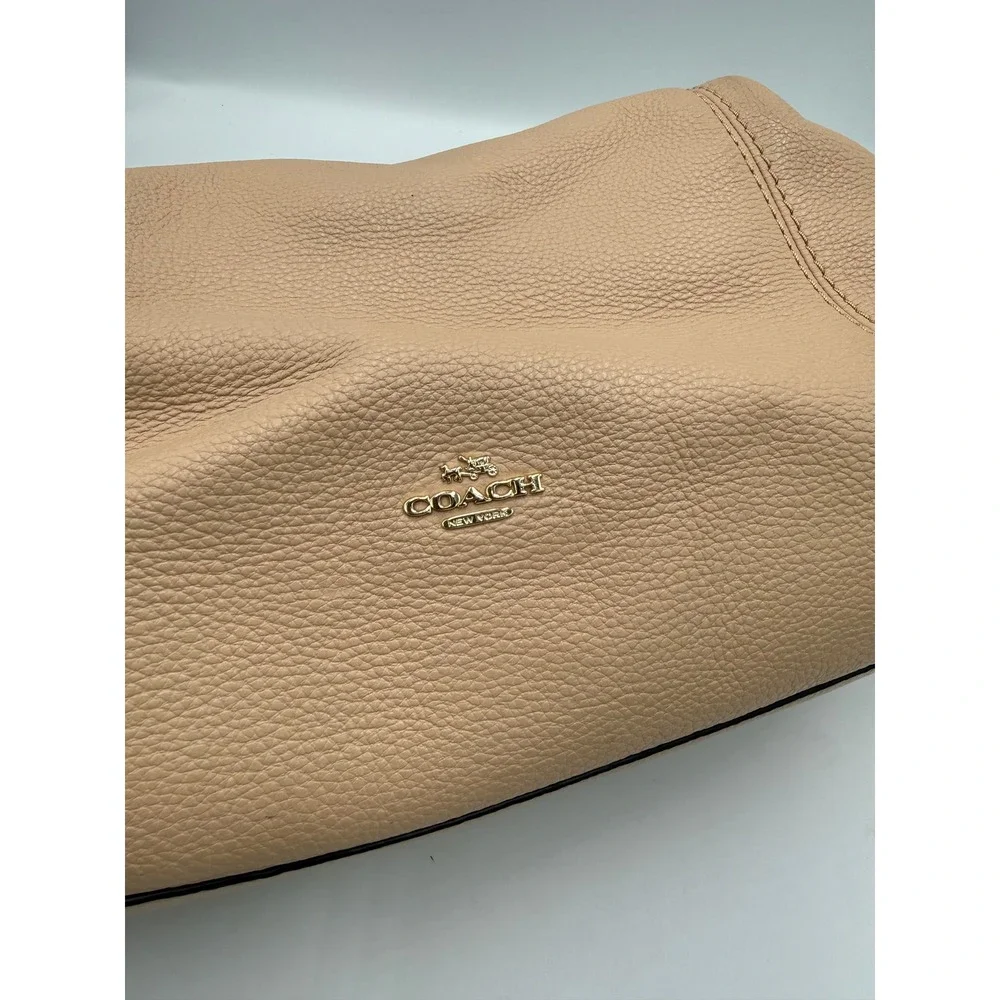 Coach Lenox Satchel F59325 Beechwood Pebble Leather Gold Hardware Handbag